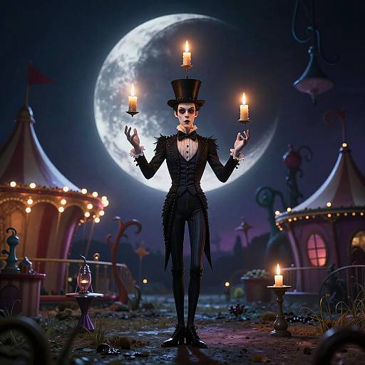 Neon Tim Burton Surreal Carnival