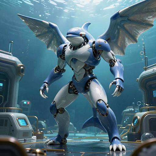 Electric Blue Orca Android Warrior