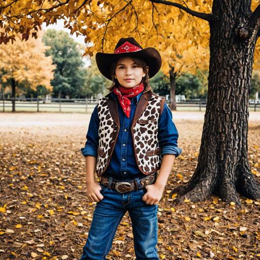 Boy Dressed as Cowboy in Autumn