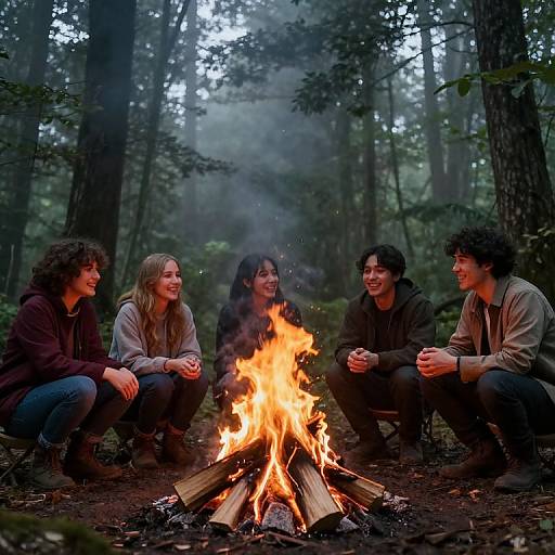 Misty Forest Campfire Connection
