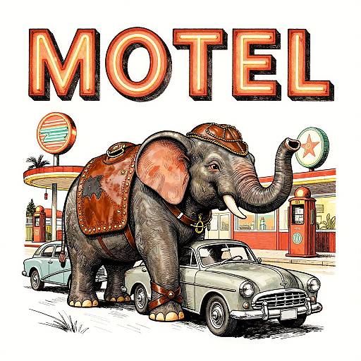 Clockwork Marionette Elephant Retro Branding