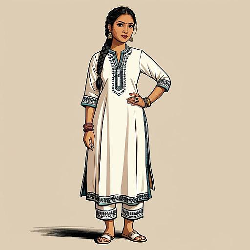 South Asian Woman in Casual Kurta