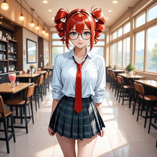 Dreamy Cafe Scene with Schoolgirl