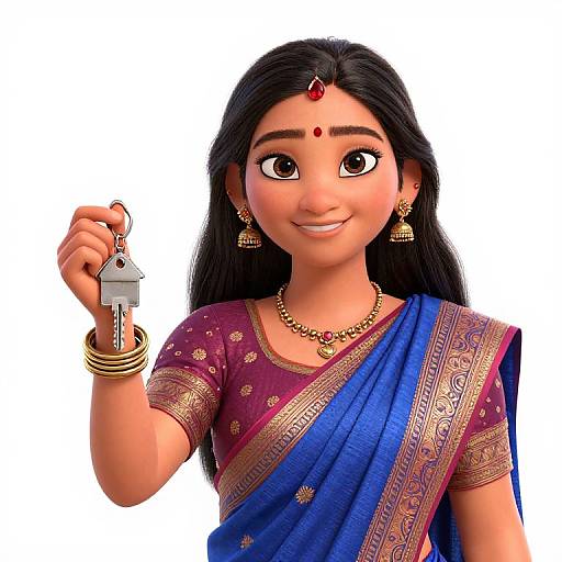 Pixar-Style Indian Lady with Key