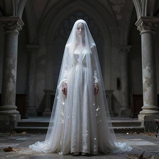 Ethereal Maiden in Deserted Chapel