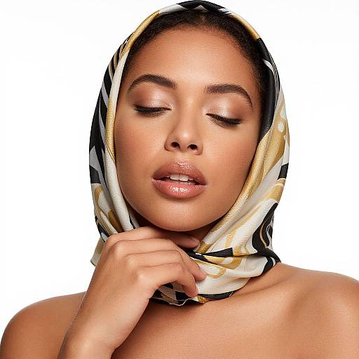 Elegant Woman with Patterned Headscarf