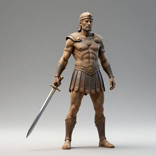 Hyperrealistic Gladiator Sculpture