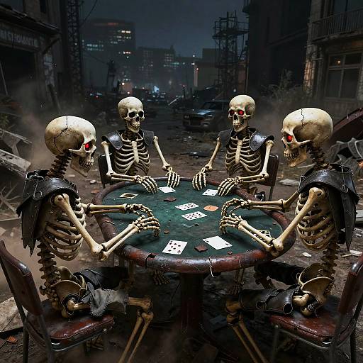 Post-Apocalyptic Skeletons Playing Poker