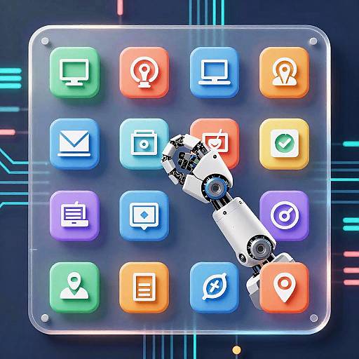 AI Robotic Arm Creating Vector Icons