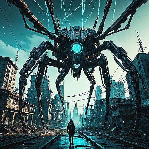 Ethereal Mech in Cyberpunk City