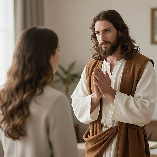 Jesus Approaching Woman Stock Photo