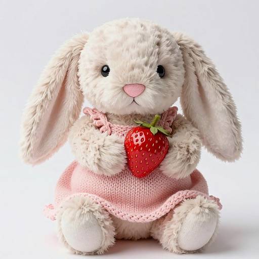 Whimsical Plush Bunny with Strawberry