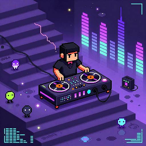 Pixel Art Neon Beatbox Performance