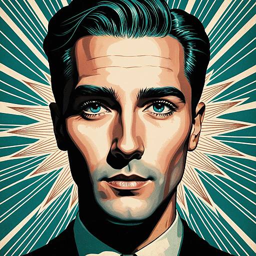 Minimalist Serene Man with Geometric Art Deco