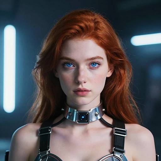 Futuristic Portrait of Red-Haired Woman