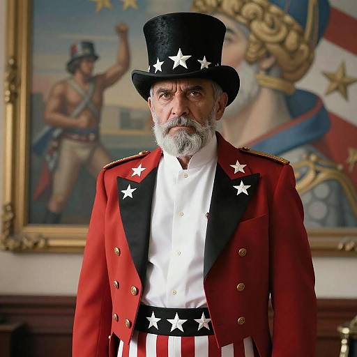 Serious Older Man in Patriotic Costume