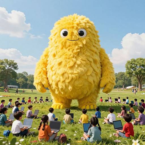 Giant Yellow Monster Inspires Kids