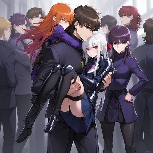 Anime Group with Man Carrying Woman