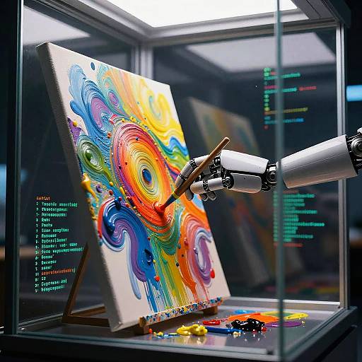 AI Creating Art in Glass Chamber