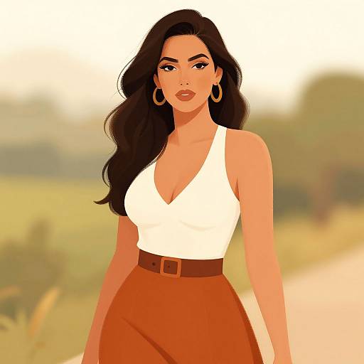 Confident Woman in Stylish Digital Art