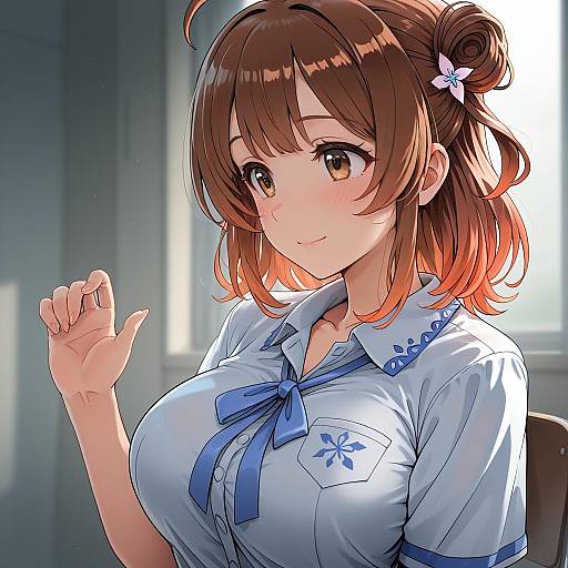 Illustration of Hanami ume, gakuen idolmaster in the style of Sinzan