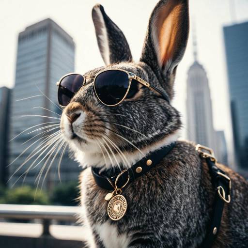 Cool Rabbit with Sunglasses in Urban Setting