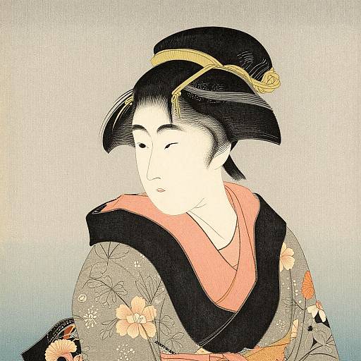 Meiji-era Kimono Woman Ukiyo-e Print