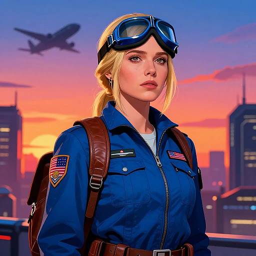 Stoic Blonde Female Sci-Fi Pilot Portrait