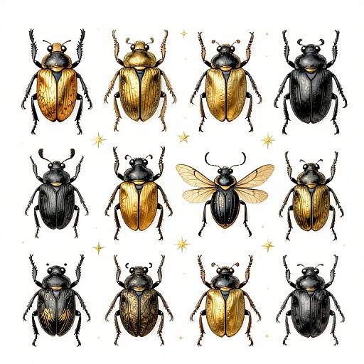 Whimsical Golden Winged Beetles