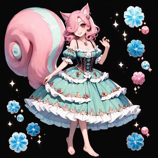 Enchanted Catgirl in Floral Elegance Enchanted Catgirl in Floral Elegance
