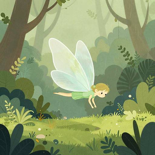 Whimsical Rainforest Sylph Illustration