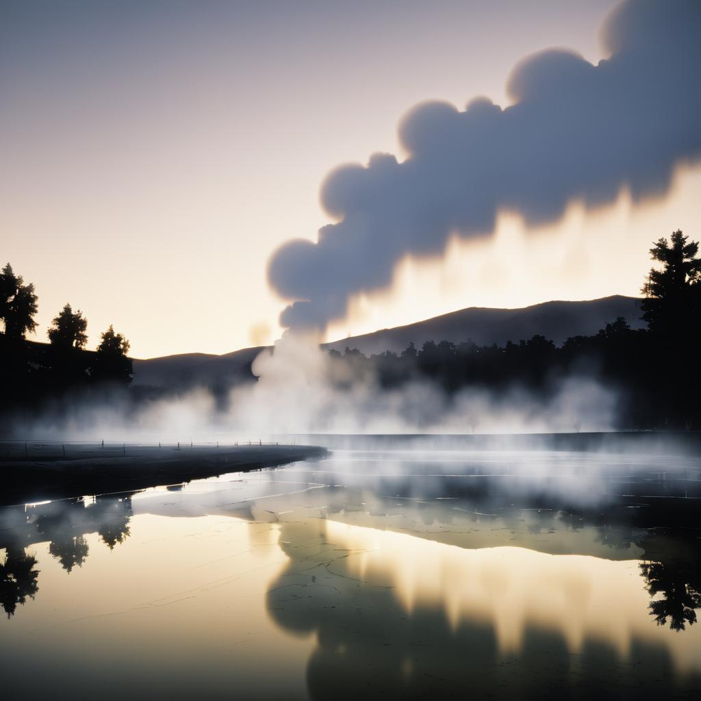 Ethereal Sulfur Springs at Dusk