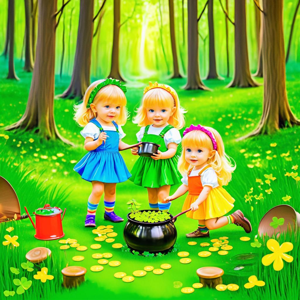 Blonde Girls Trapping Leprechauns in Forest