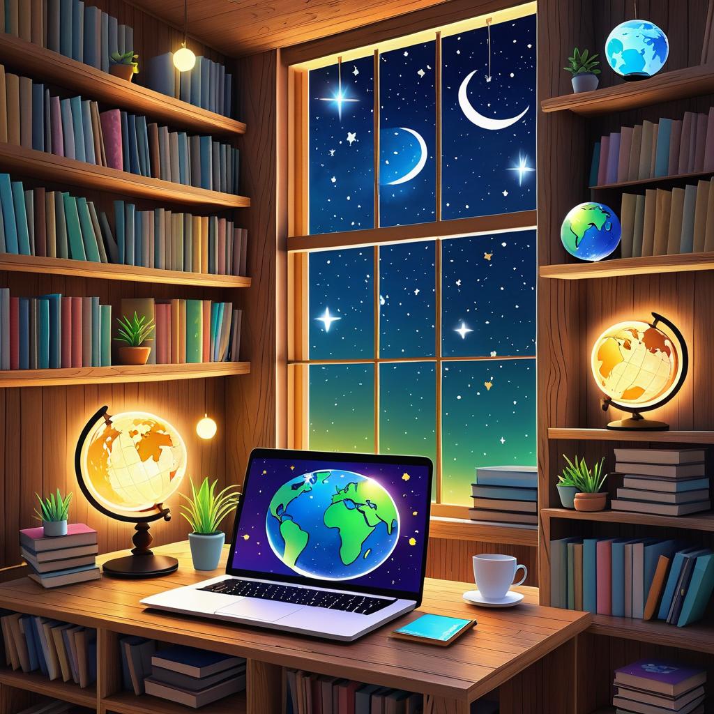 Whimsical Dialogues: Globe and Laptop