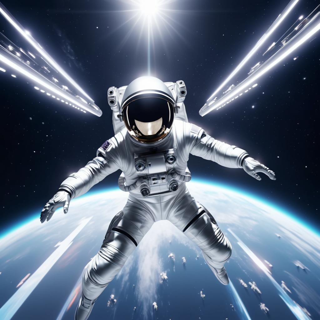 Dynamic Male Astronaut in Space