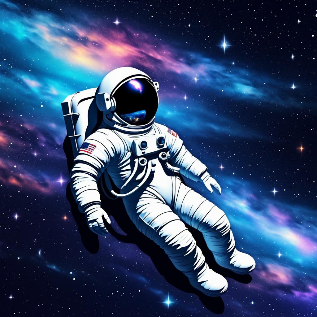 Surreal Astronaut in a Starry Sea