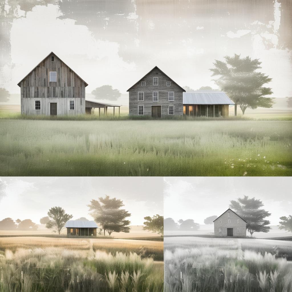 Rustic Farmhouse Collage with Tranquil Fields