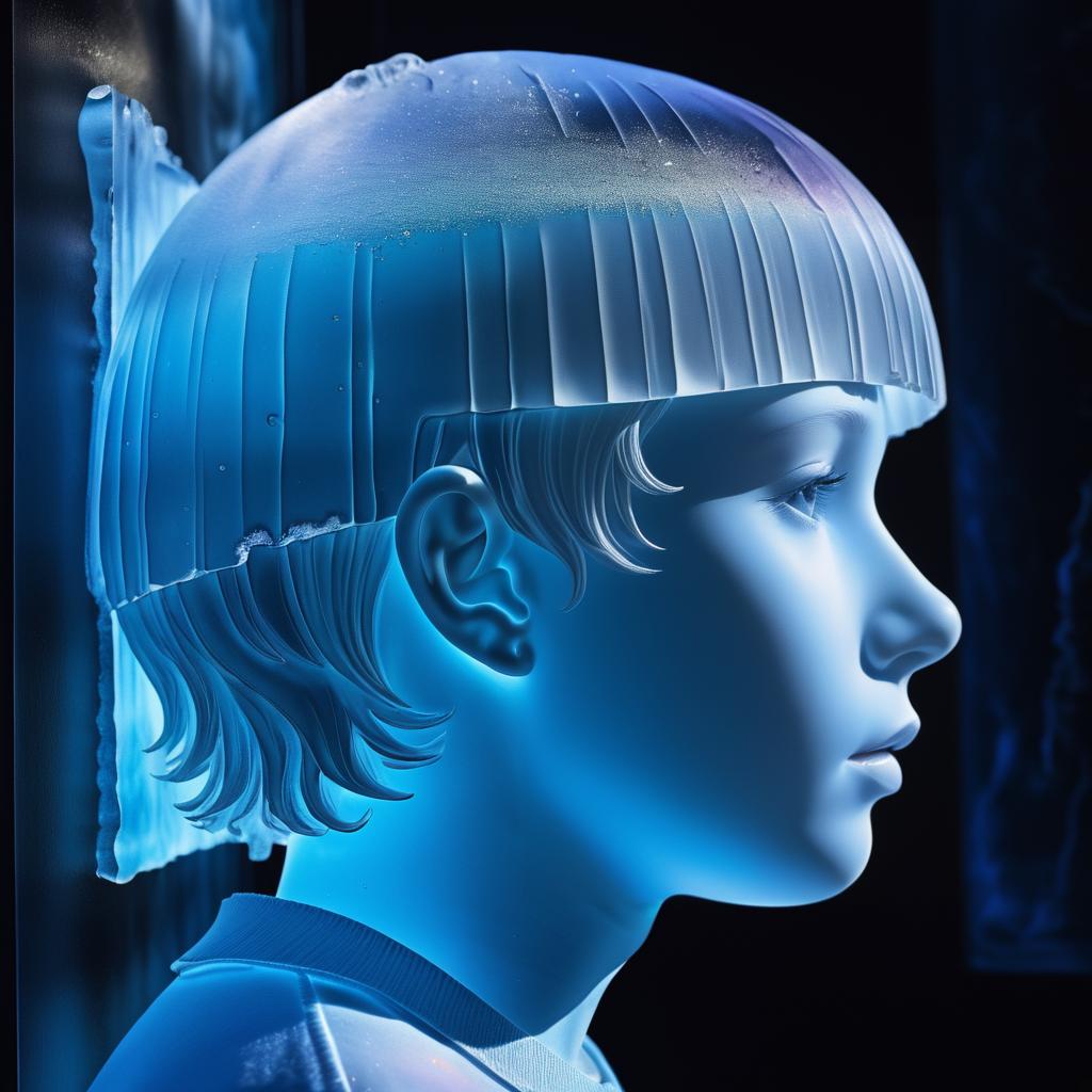 Whimsical Ice Portrait of a Young Boy