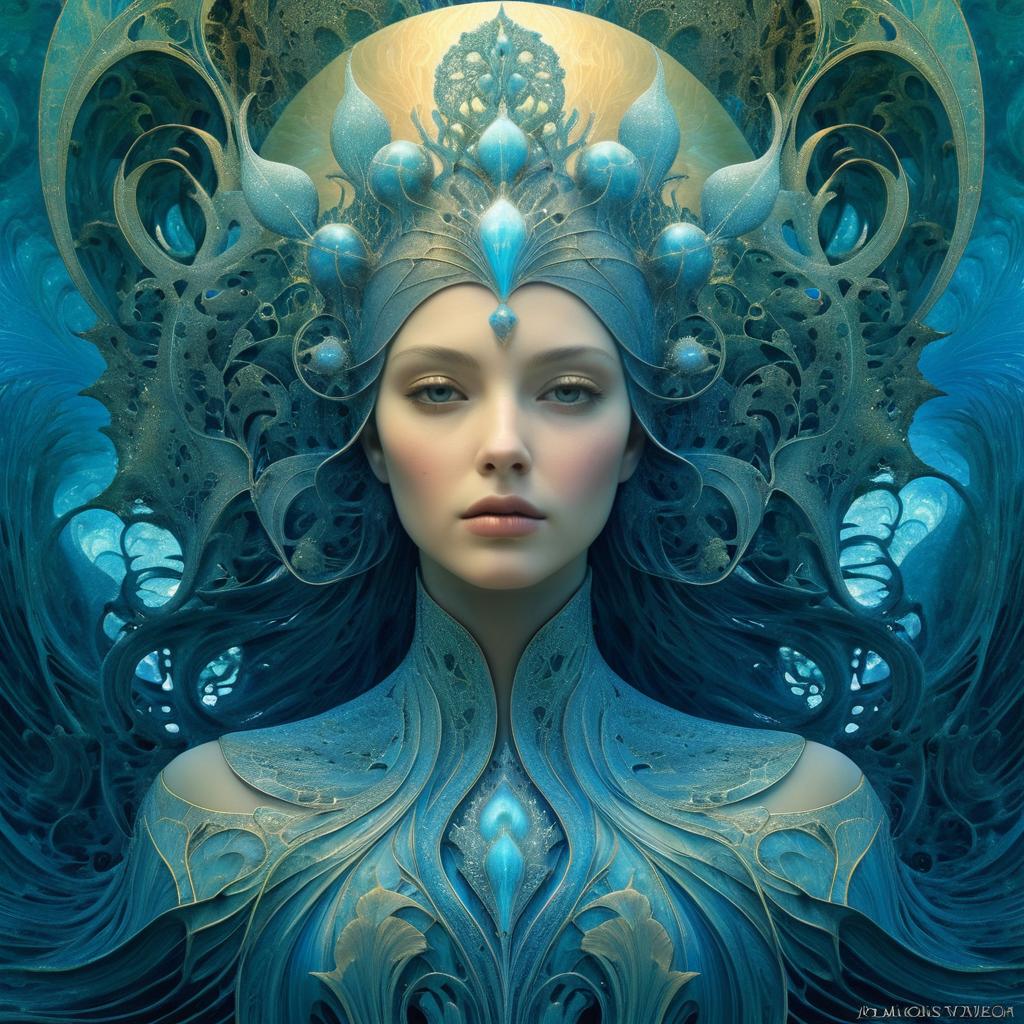 Siren Queen: A Realistic Art Nouveau Portrait