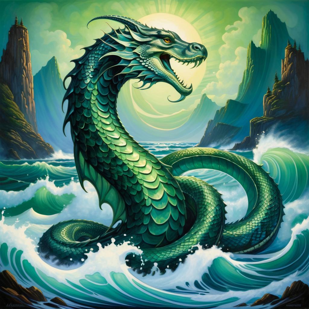 Ancient Sea Serpent in Hyper-Realism