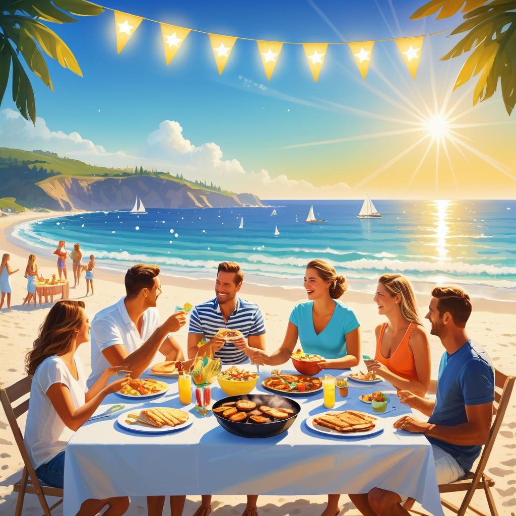 Sunny Beach Barbecue with Family Fun