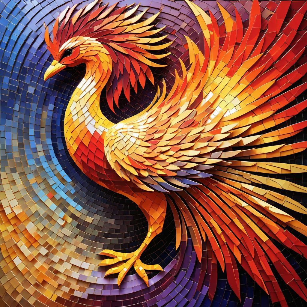 Majestic Phoenix in Colorful Mosaic