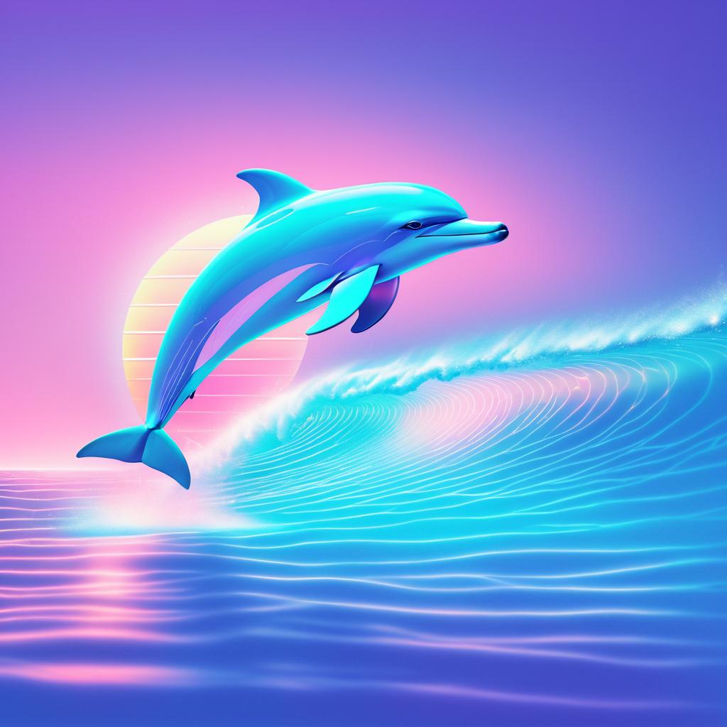 Retro Dolphin Profile in Neon Aesthetic