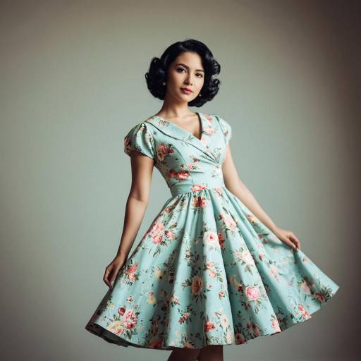 1950s Vintage Floral Dress Woman