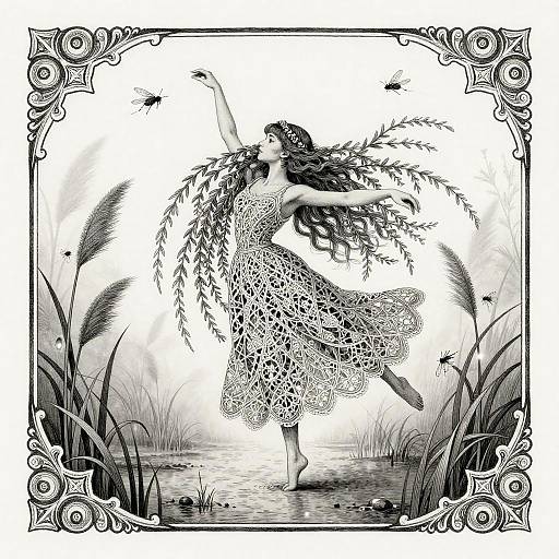 Dainty Willow Wisp in Misty Swamp