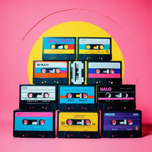 Stack of Retro Cassette Tapes with Neon Colors