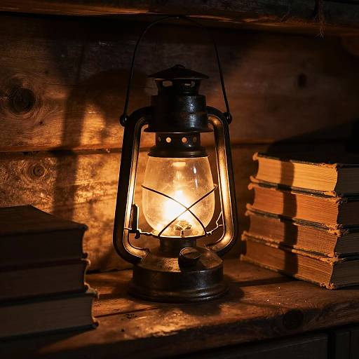 Nostalgic Antique Lantern in Cabin