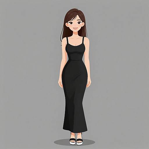 Smiling Woman in Minimalist Black Dress