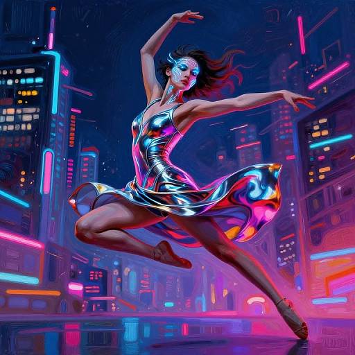 Futuristic Neon Dancer in Motion