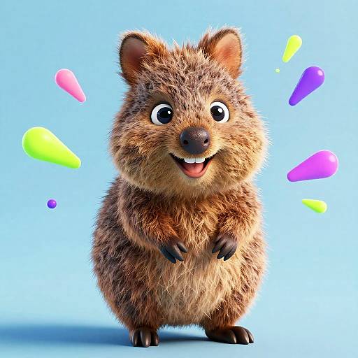 Cute 3D Render of Happy Baby Quokka